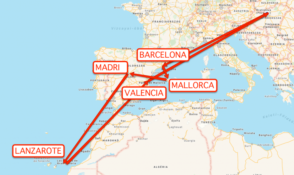 A nagy spanyol körút: Barcelona – Mallorca – Madrid – Lanzarote – Valencia