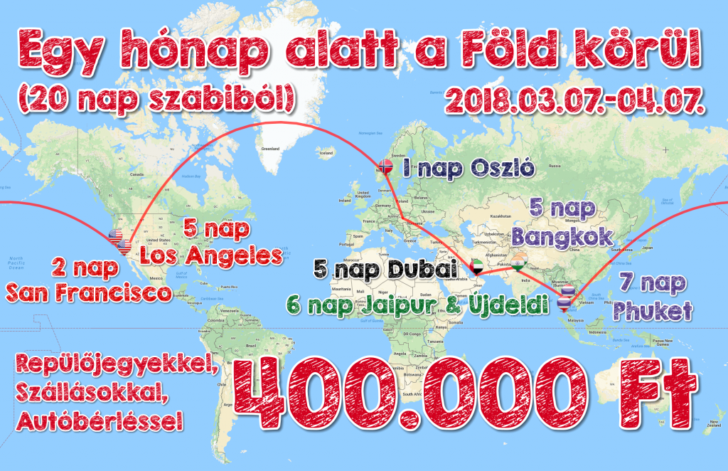 31 nap alatt a Föld körül, szállásokkal, autóbérléssel, repjegyekkel