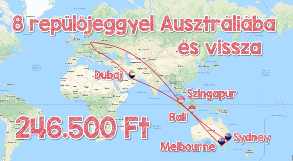 Dubaj, Szingapúr, Sydney, Melbourne, Bali körúthoz repjegyek 246.500 Ft-ért