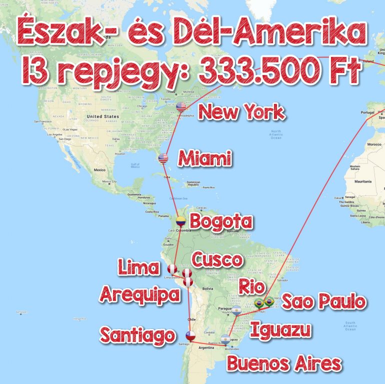 Észak- és Dél-Amerika legszebb helyei 13 repjeggyel 333.500 Ft-ért!