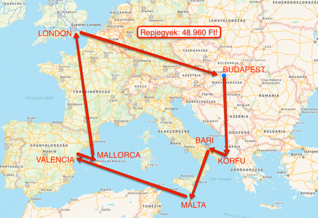 Európai körutazás: Korfu, Bari, Málta, Valencia, Mallorca, London 48.960 Ft-ért!