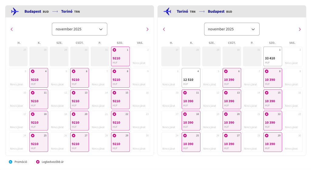 Budapest - Torinó Wizz Air retúr repülőjegy
